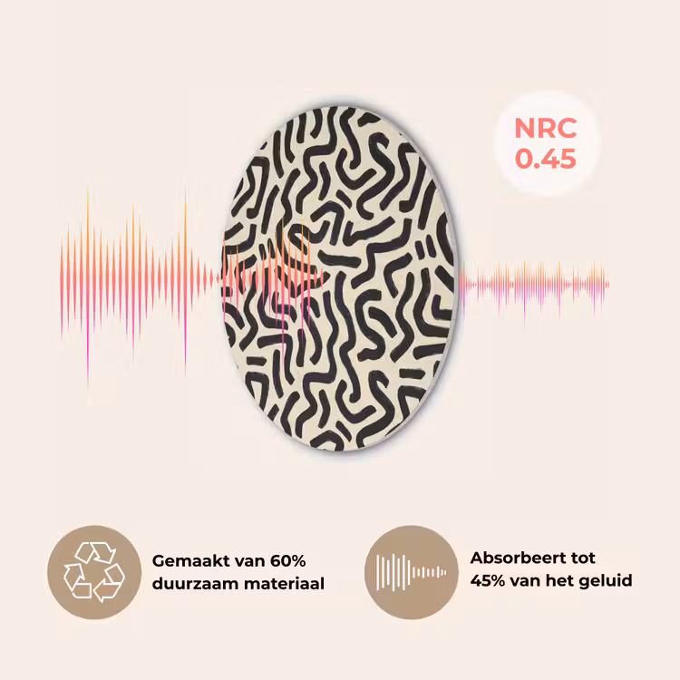 Abstract - Lijnen - Zwart Akoestische PET Vilt - Rond klein 838 -USP_NL