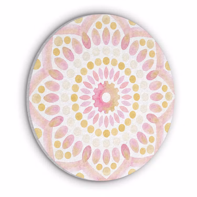 Abstract - Mandala - Kunst - Modern - Roze Akoestische PET Vilt - Rond klein -3d