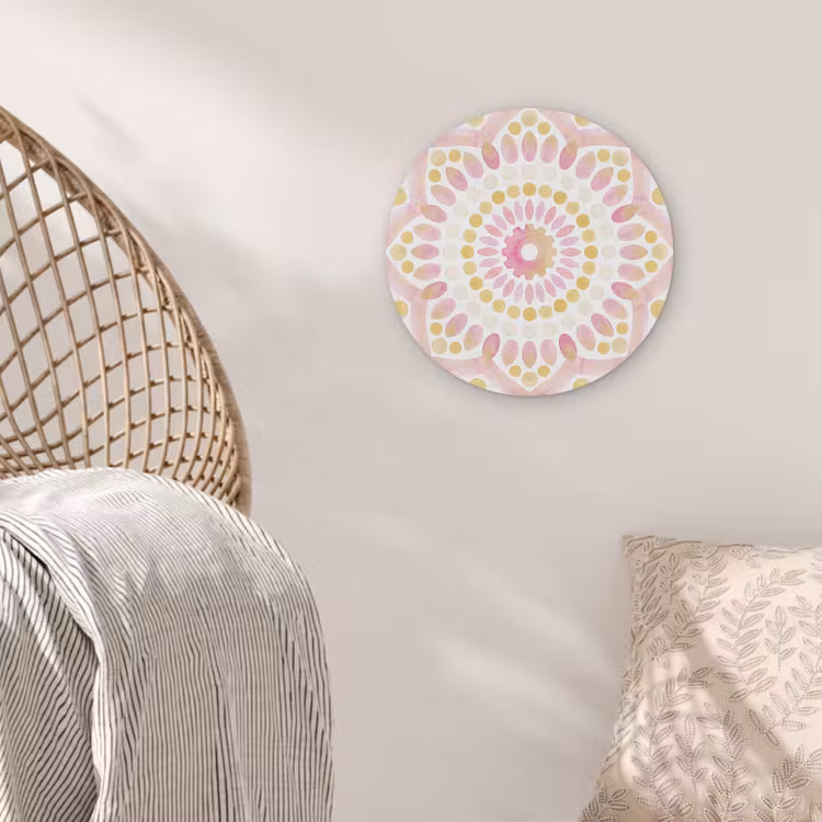 Abstract - Mandala - Kunst - Modern - Roze Akoestische PET Vilt - Rond klein -sfeer4