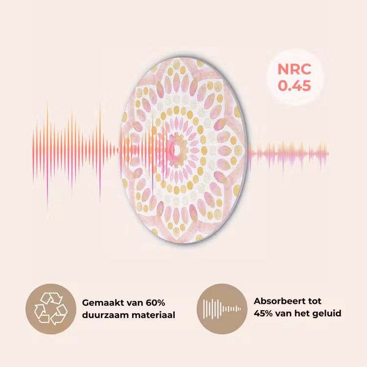Abstract - Mandala - Kunst - Modern - Roze Akoestische PET Vilt - Rond klein -USP_NL
