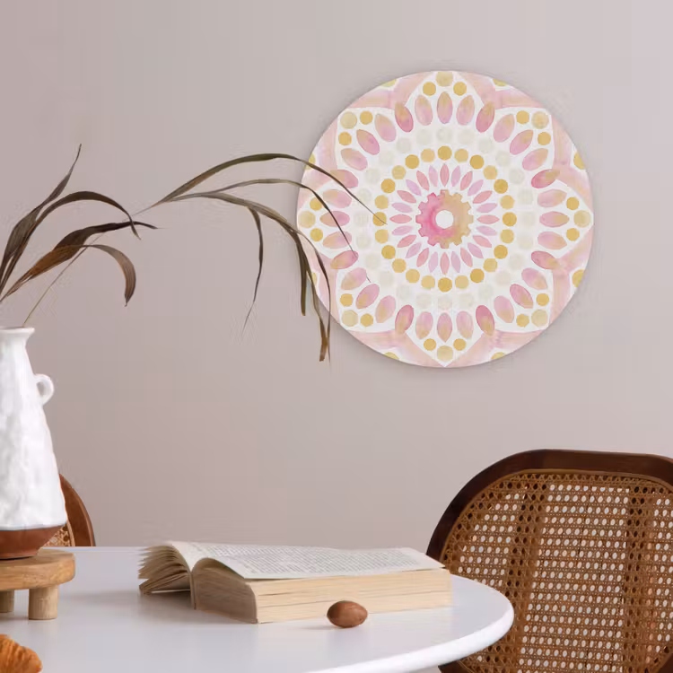 Abstract - Mandala - Kunst - Modern - Roze Akoestische PET Vilt - Rond klein -sfeer3