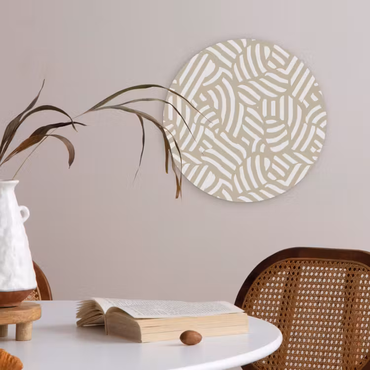 Abstract - Modern - Beige Akoestische PET Vilt - Rond klein 838 -sfeer3