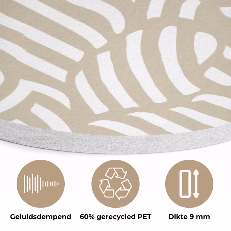 Abstract - Modern - Beige Akoestische PET Vilt - Rond klein 838 -closeup_NL