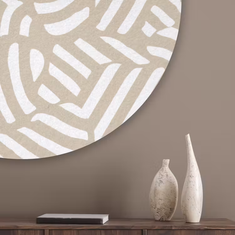 Abstract - Modern - Beige Akoestische PET Vilt - Rond klein 838 -sfeer5_closeup