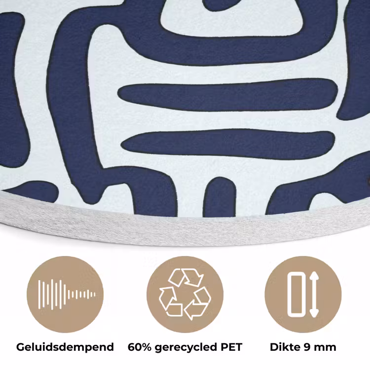 Abstract - Modern - Blauw Akoestische PET Vilt - Rond klein 838 -closeup_NL