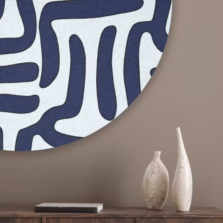 Abstract - Modern - Blauw Akoestische PET Vilt - Rond klein 838 -sfeer5_closeup