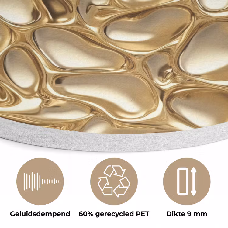 Abstract - Modern - Goud Akoestische PET Vilt - Rond klein 838 -closeup_NL