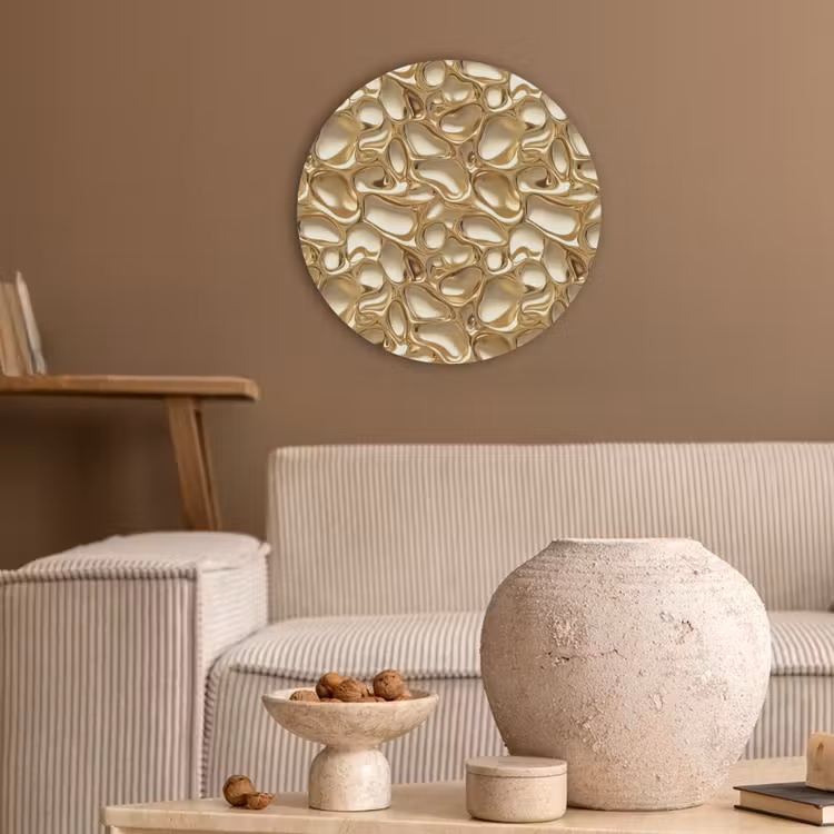 Abstract - Modern - Goud Akoestische PET Vilt - Rond klein 838 -sfeer1