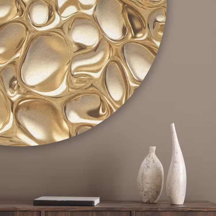 Abstract - Modern - Goud Akoestische PET Vilt - Rond klein 838 -sfeer5_closeup