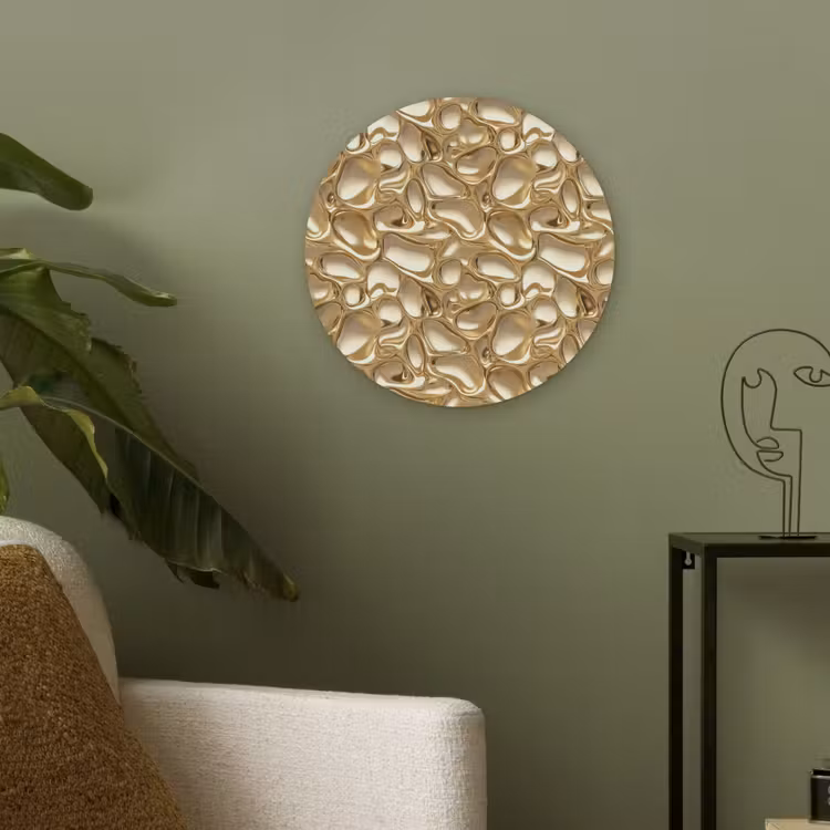 Abstract - Modern - Goud Akoestische PET Vilt - Rond klein 838 -sfeer2