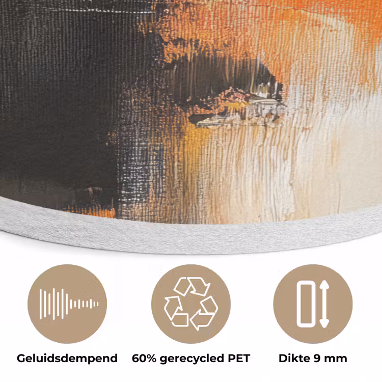 Abstract - Modern - Verflook - Herfst kleuren - Oranje Akoestische PET Vilt - Rond klein -closeup_NL