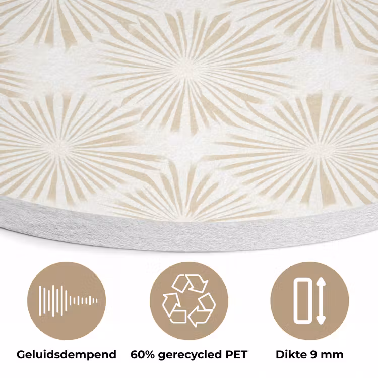 Abstract - Motief - Beige Akoestische PET Vilt - Rond klein 838 -closeup_NL