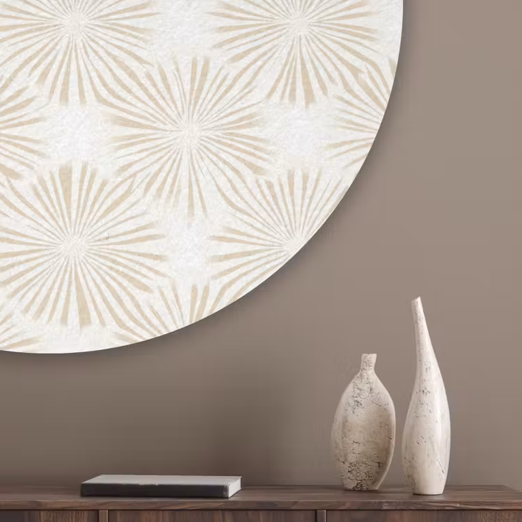 Abstract - Motief - Beige Akoestische PET Vilt - Rond klein 838 -sfeer5_closeup