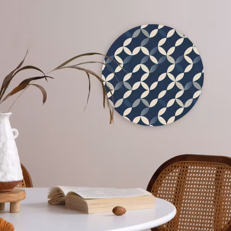 Abstract - Patroon - Blauw Akoestische PET Vilt - Rond klein 838 -sfeer3