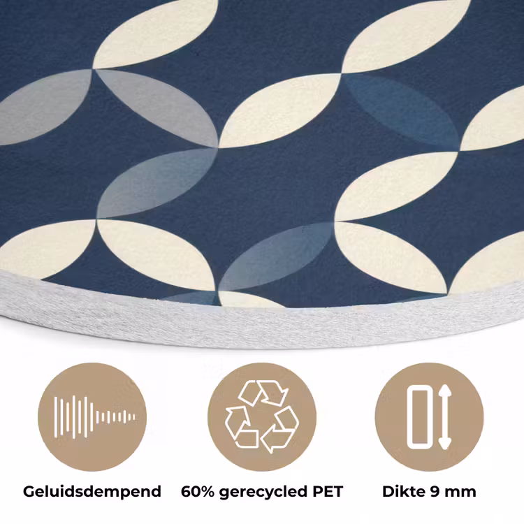 Abstract - Patroon - Blauw Akoestische PET Vilt - Rond klein 838 -closeup_NL