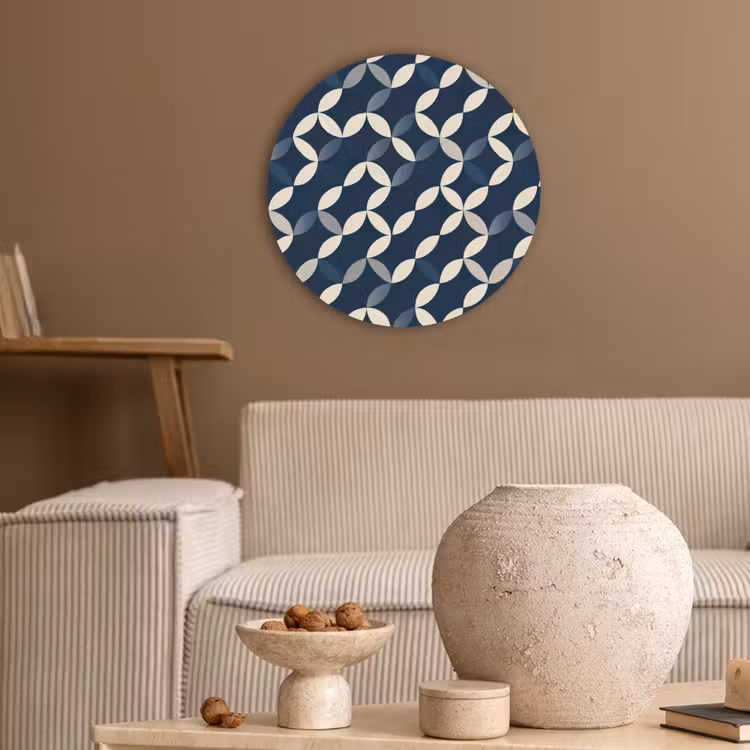 Abstract - Patroon - Blauw Akoestische PET Vilt - Rond klein 838 -sfeer1