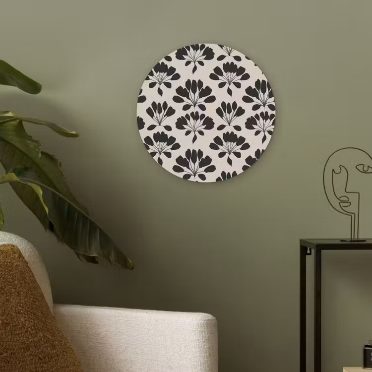 Abstract - Patroon - Zwart Akoestische PET Vilt - Rond klein 838 -sfeer2