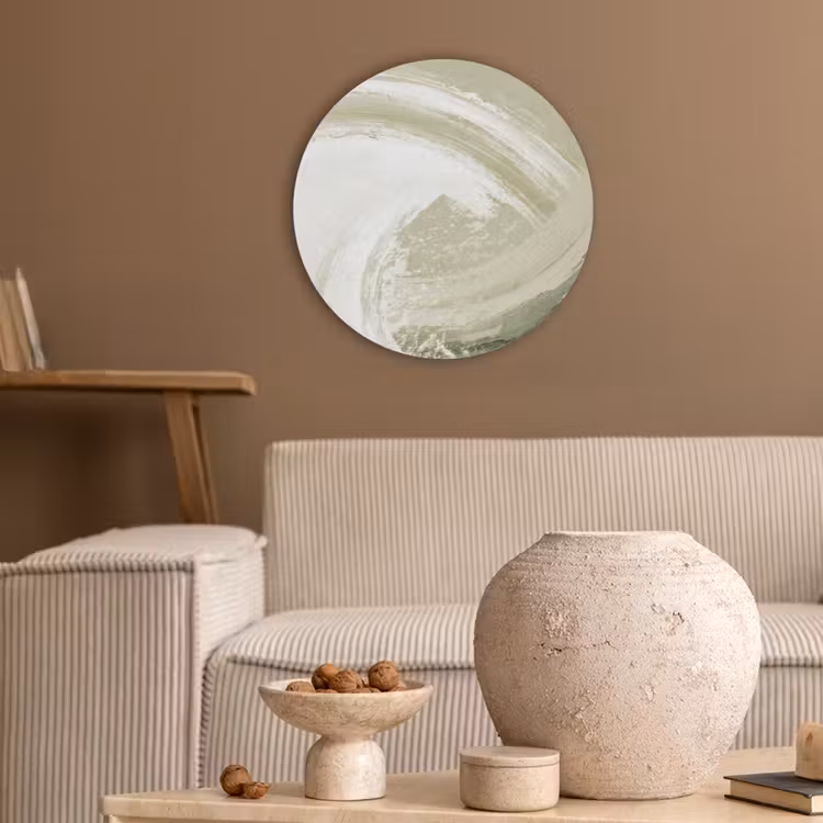 Abstract - Penseelstreken - Golven - Groen Akoestische PET Vilt - Rond klein -sfeer1
