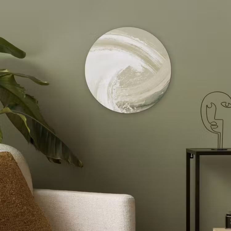 Abstract - Penseelstreken - Golven - Groen Akoestische PET Vilt - Rond klein -sfeer2