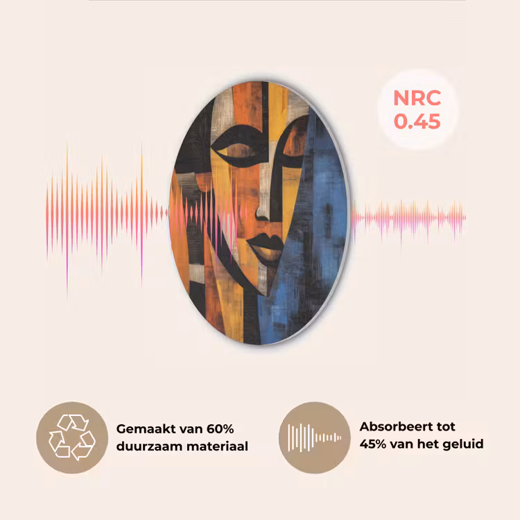 Abstract - Portret - Kleurvakken Akoestische PET Vilt - Rond klein -USP_NL