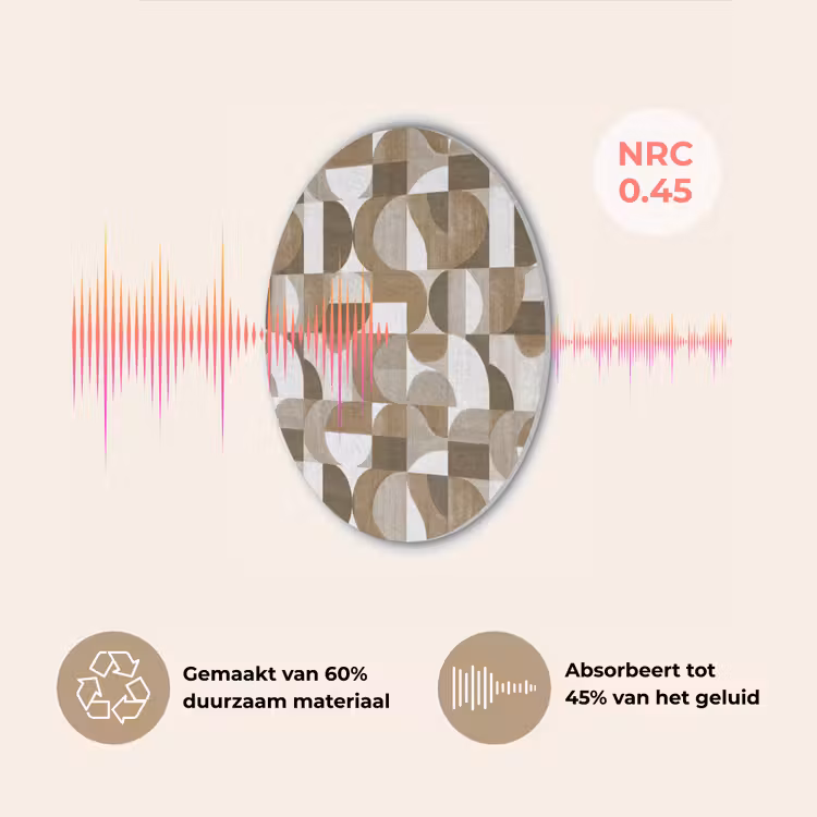 Abstract - Retro - Bruin Akoestische PET Vilt - Rond klein 838 -USP_NL