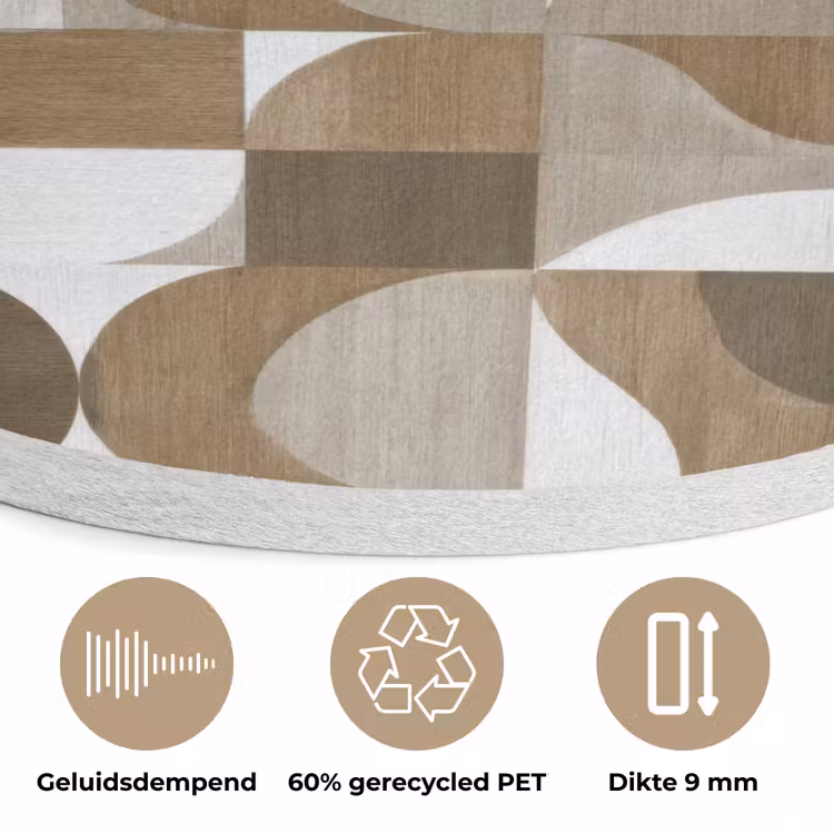 Abstract - Retro - Bruin Akoestische PET Vilt - Rond klein 838 -closeup_NL
