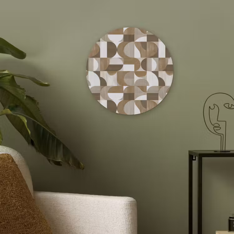 Abstract - Retro - Bruin Akoestische PET Vilt - Rond klein 838 -sfeer2