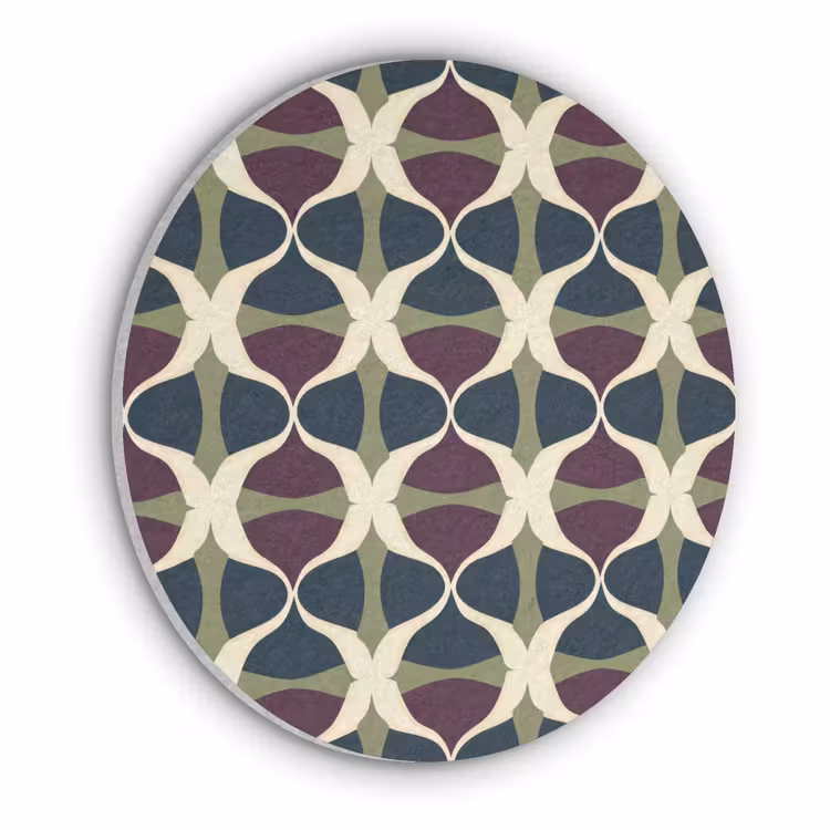 Abstract - Retro - Kleurrijk Akoestische PET Vilt - Rond klein 838 -3d