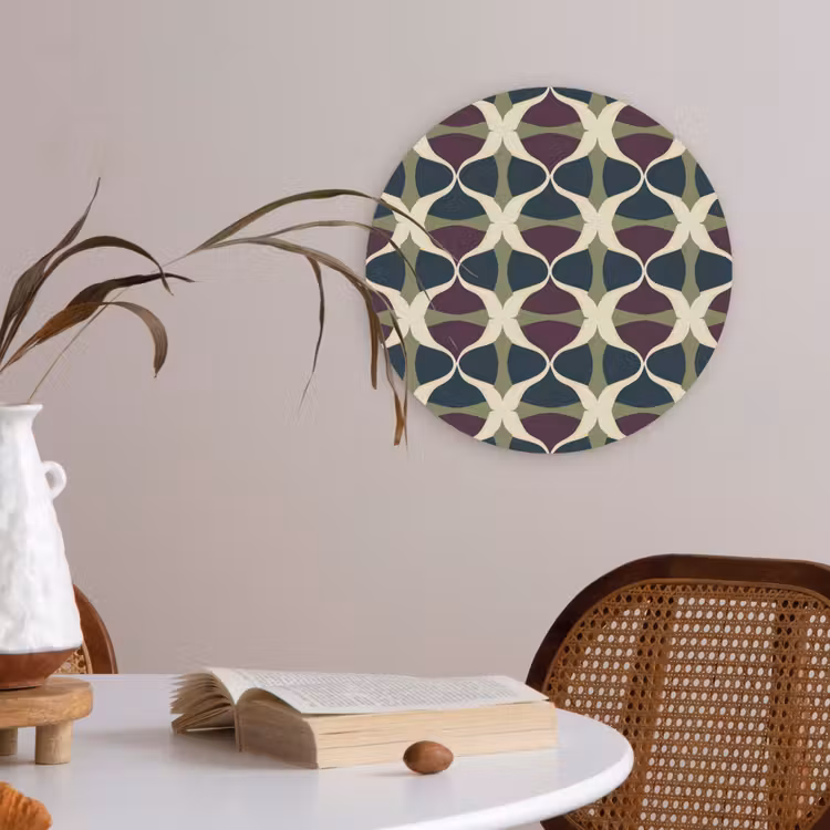 Abstract - Retro - Kleurrijk Akoestische PET Vilt - Rond klein 838 -sfeer3