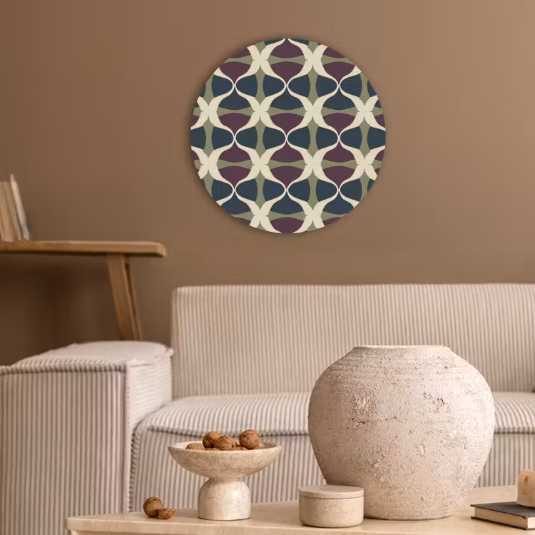 Abstract - Retro - Kleurrijk Akoestische PET Vilt - Rond klein 838 -sfeer1