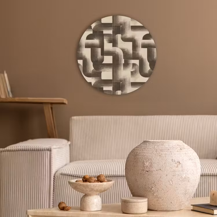 Abstract - Retro - Zwart Akoestische PET Vilt - Rond klein 838 -sfeer1