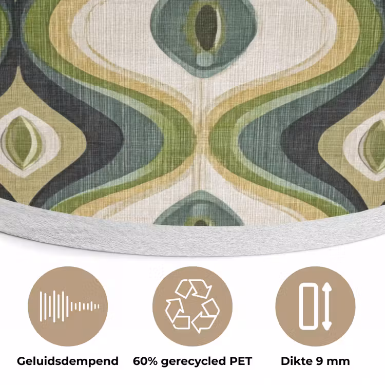 Abstract - Ritmisch - Groen Akoestische PET Vilt - Rond klein 838 -closeup_NL