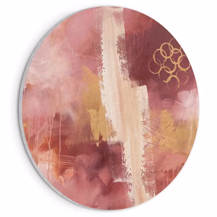 Abstract - Rood - Goud - Modern - Kunst Akoestische PET Vilt - Rond klein -3d