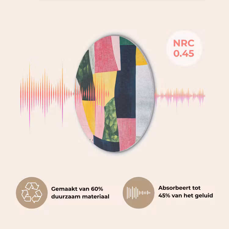 Abstract - Roze - Lappen - Vormen - Geel Akoestische PET Vilt - Rond klein -USP_NL