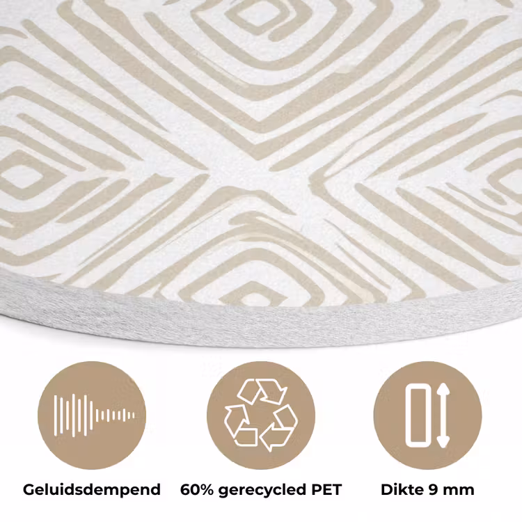 Abstract - Ruit - Beige Akoestische PET Vilt - Rond klein 838 -closeup_NL