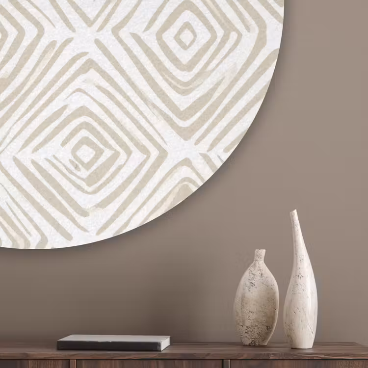 Abstract - Ruit - Beige Akoestische PET Vilt - Rond klein 838 -sfeer5_closeup