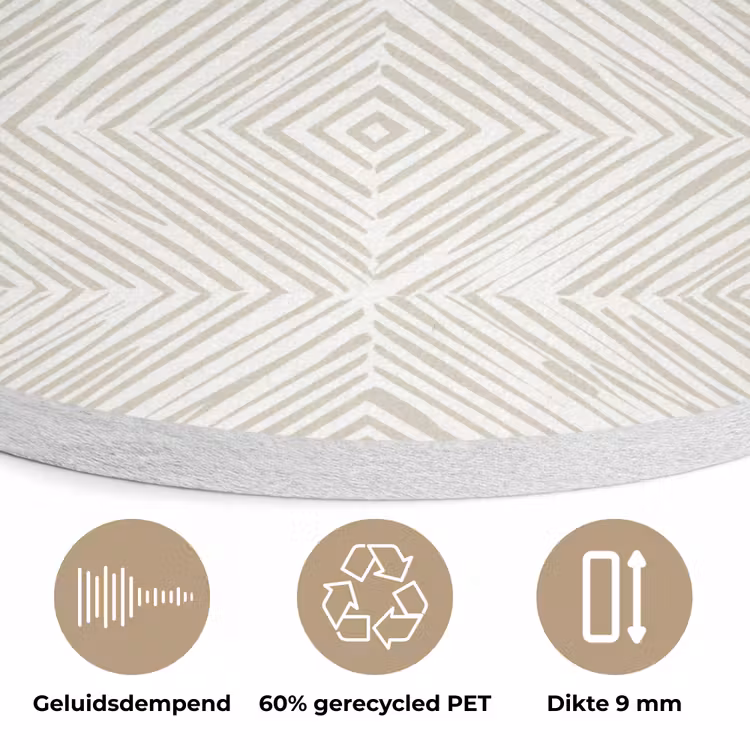 Abstract - Ruiten - Beige Akoestische PET Vilt - Rond klein 838 -closeup_NL