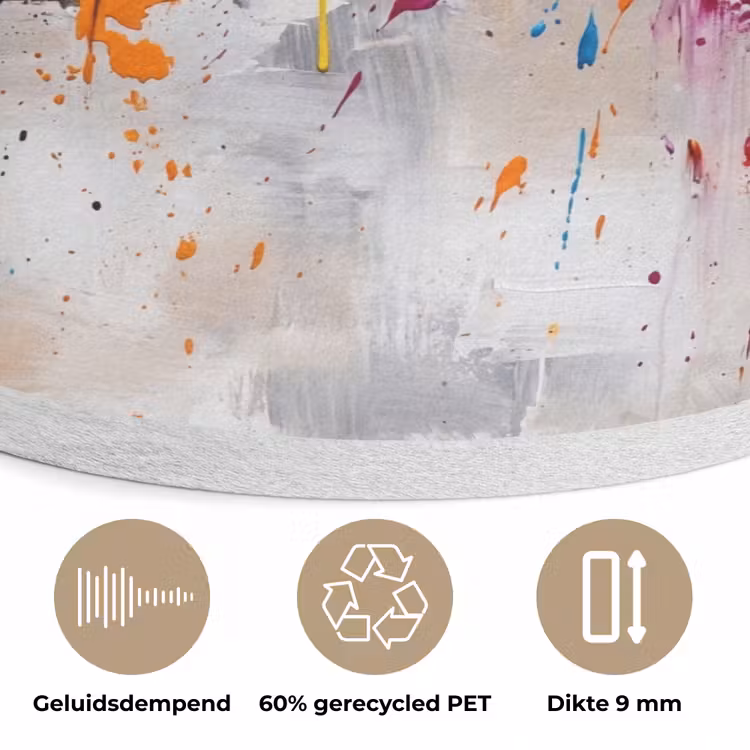 Abstract - Schilderij - Kleurrijk - Dynamisch Akoestische PET Vilt - Rond klein -closeup_NL