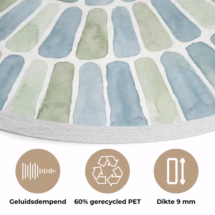 Abstract - Spiraal - Patroon - Modern - Blauw-Groen Akoestische PET Vilt - Rond klein -closeup_NL