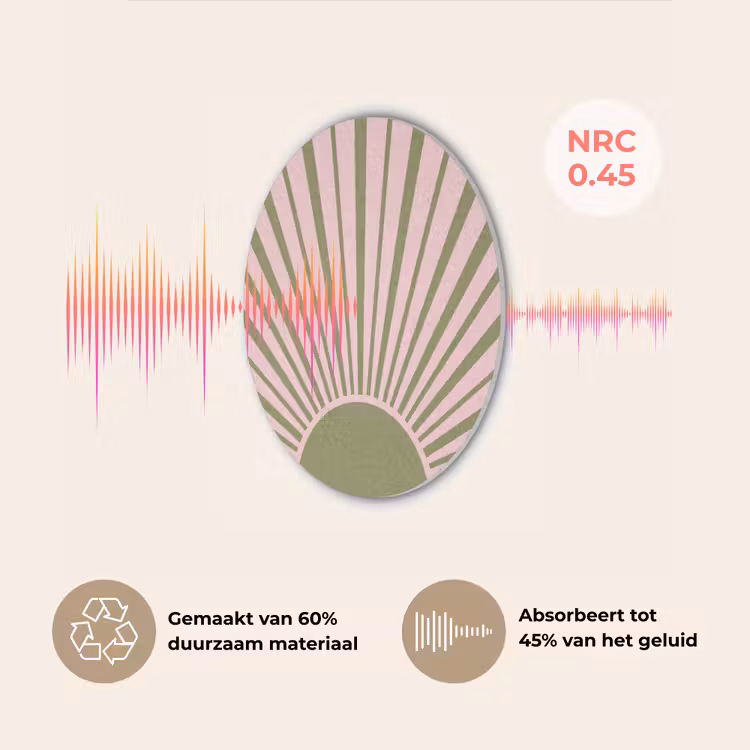 Abstract - Stralen - Grafisch - Roze - Groen Akoestische PET Vilt - Rond klein -USP_NL