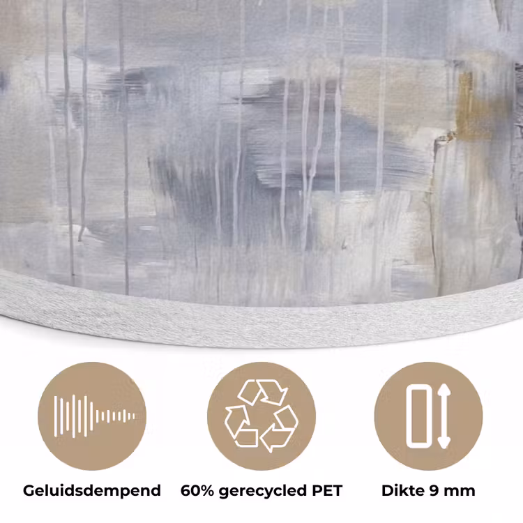 Abstract - Structuur - Goud - Grijs - Modern Akoestische PET Vilt - Rond klein -closeup_NL