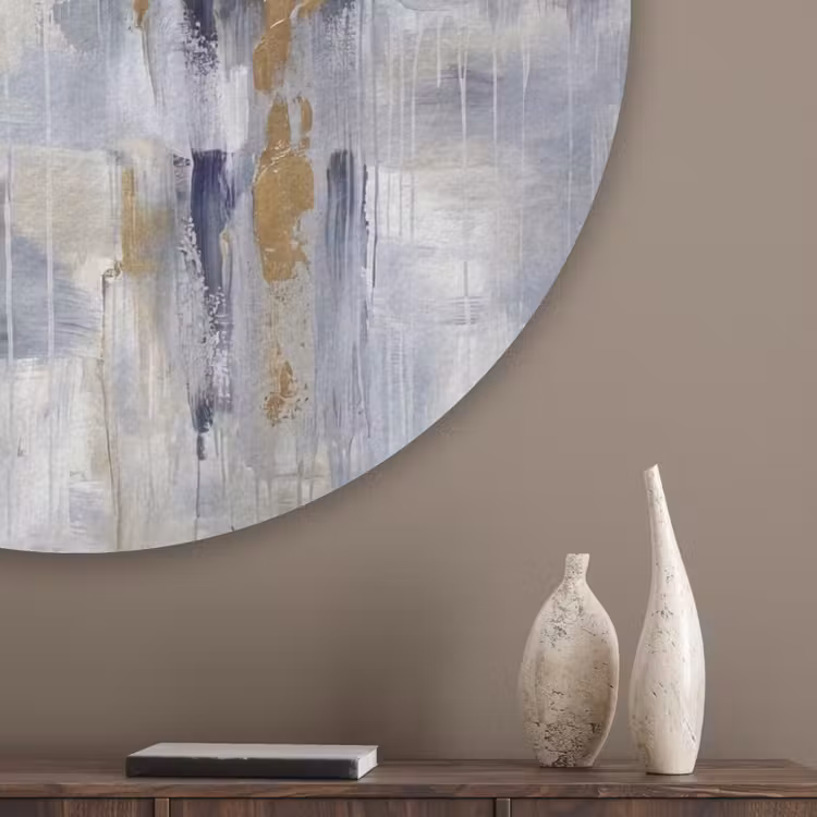 Abstract - Structuur - Goud - Grijs - Modern Akoestische PET Vilt - Rond klein -sfeer5_closeup