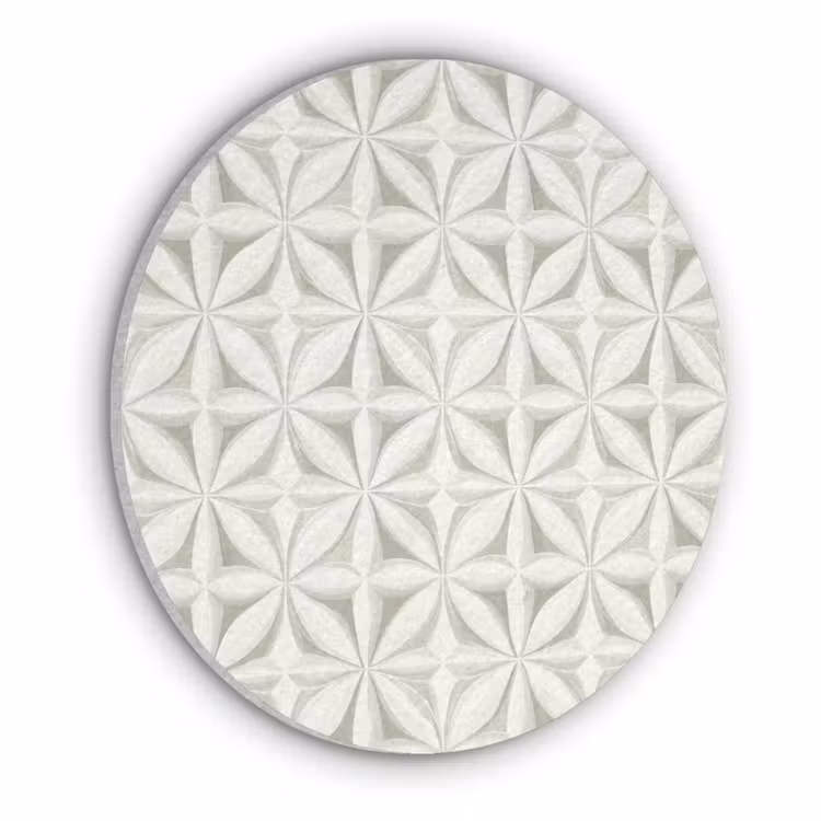 Abstract - Structuur - Grijs - Wit Akoestische PET Vilt - Rond klein 838 -3d