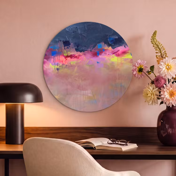 Abstract - Textuur - Kleuren - Modern - Roze Akoestische PET Vilt - Rond klein -sfeer3