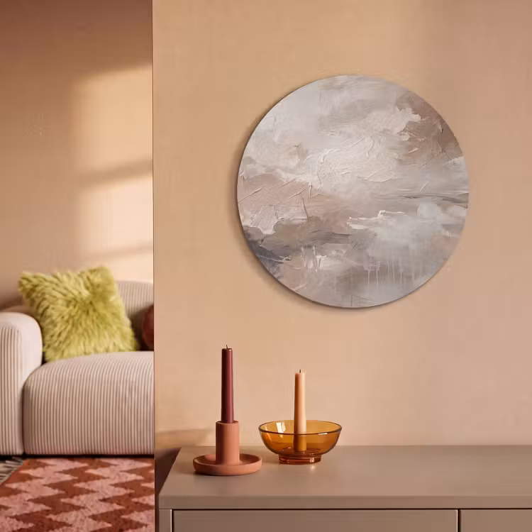 Abstract - Textuur - Kunst - Modern - Beige Akoestische PET Vilt - Rond klein -sfeer1
