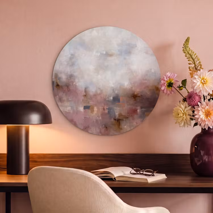 Abstract - Vloeiend - Kunst - Modern - Beige Akoestische PET Vilt - Rond klein -sfeer3