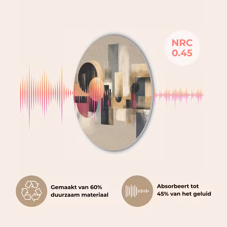 Abstract - Vormen - Beige - Texturen Akoestische PET Vilt - Rond klein -USP_NL