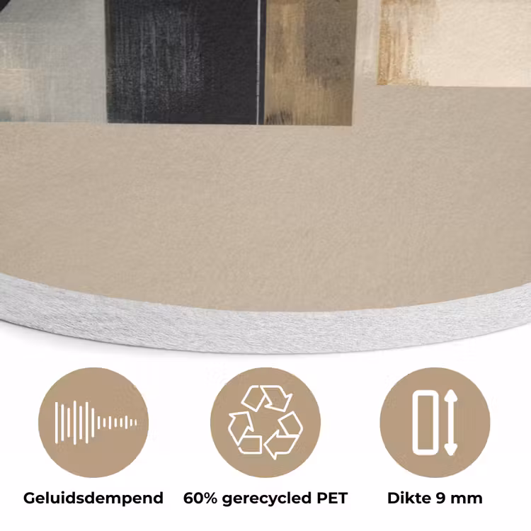 Abstract - Vormen - Beige - Texturen Akoestische PET Vilt - Rond klein -closeup_NL