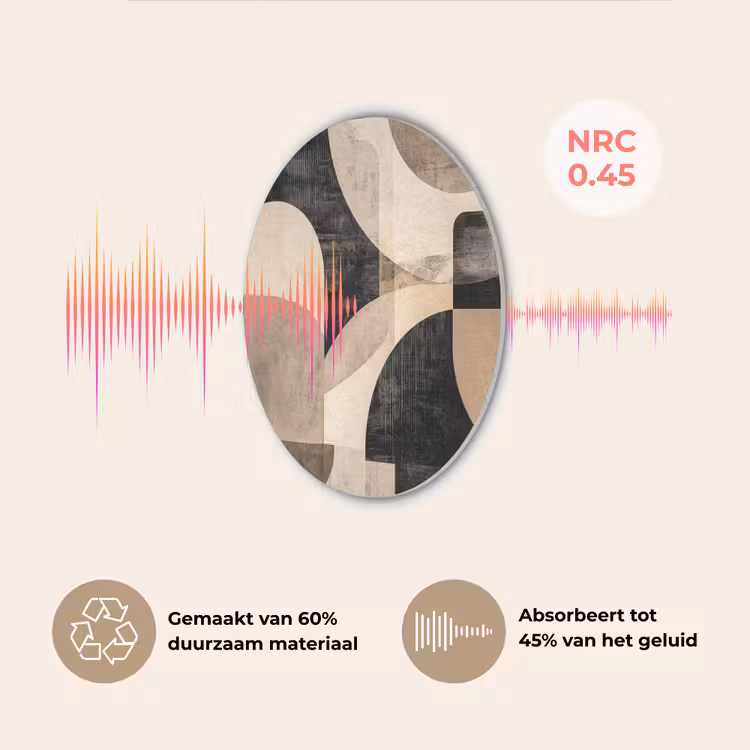 Abstract - Vormen - Modern - Beige Akoestische PET Vilt - Rond klein -USP_NL