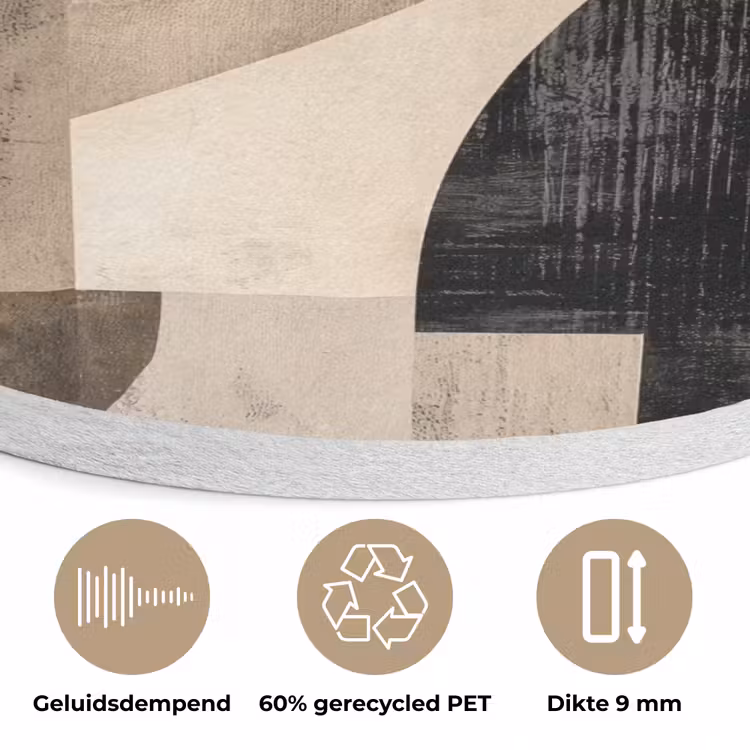 Abstract - Vormen - Modern - Beige Akoestische PET Vilt - Rond klein -closeup_NL